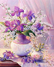 Charger l'image dans la galerie, Broderie Diamant - Beau Bouquet de fleurs violettes