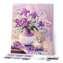 Charger l'image dans la galerie, Broderie Diamant - Beau Bouquet de fleurs violettes