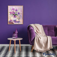 Charger l'image dans la galerie, Broderie Diamant - Beau Bouquet de fleurs violettes