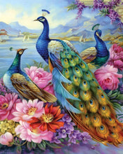 Charger l'image dans la galerie, Broderie Diamant - Paons et Fleurs au bord du Lac