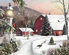 Charger l'image dans la galerie, Broderie Diamant | Broderie Diamant - Ferme sous la Neige | Broderie Paysages hiver paysages | FiguredArt