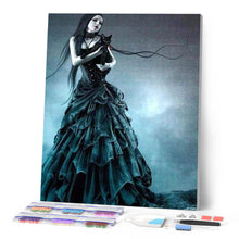 Charger l'image dans la galerie, Broderie Diamant | Broderie Diamant - Femme en noir | Broderie Romantique romantique | FiguredArt