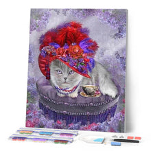 Charger l'image dans la galerie, Broderie Diamant | Broderie Diamant - Chat collier et Chapeau | animaux Broderie Animaux chats | FiguredArt