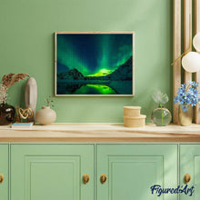 Charger l'image dans la galerie, Broderie Diamant | Broderie Diamant - Aurore boréale verte | Broderie Paysages paysages | FiguredArt