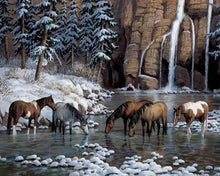 Charger l'image dans la galerie, Broderie Diamant | Broderie Diamant - Chevaux dans la rivière | animaux Broderie Animaux Broderie Paysages chevaux paysages | FiguredArt