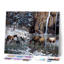 Charger l'image dans la galerie, Broderie Diamant | Broderie Diamant - Chevaux dans la rivière | animaux Broderie Animaux Broderie Paysages chevaux paysages | FiguredArt