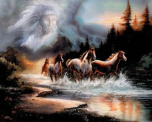 Charger l'image dans la galerie, Broderie Diamant - Esprit indien et chevaux