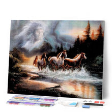 Charger l'image dans la galerie, Broderie Diamant - Esprit indien et chevaux