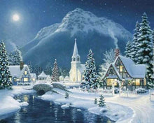 Charger l'image dans la galerie, Broderie Diamant | Broderie Diamant - Village sous la Neige | Broderie Paysages hiver paysages | FiguredArt