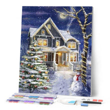 Charger l'image dans la galerie, Broderie Diamant | Broderie Diamant - Maison décorée pour Noël | Broderie Paysages Noël paysages | FiguredArt