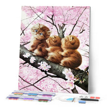 Charger l'image dans la galerie, Broderie Diamant | Broderie Diamant - Trois chatons sur une Branche | animaux Broderie Animaux chats | FiguredArt
