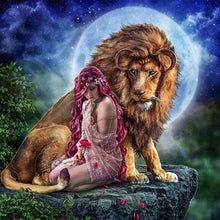 Charger l'image dans la galerie, Broderie Diamant | Broderie Diamant - Le Lion et la Femme | animaux Broderie Animaux lions | FiguredArt
