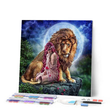 Charger l'image dans la galerie, Broderie Diamant | Broderie Diamant - Le Lion et la Femme | animaux Broderie Animaux lions | FiguredArt