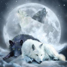 Charger l'image dans la galerie, Broderie Diamant | Broderie Diamant - Loups hurlant à la Lune | animaux Broderie Animaux lapins loups | FiguredArt