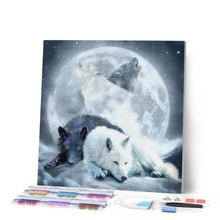 Charger l'image dans la galerie, Broderie Diamant | Broderie Diamant - Loups hurlant à la Lune | animaux Broderie Animaux lapins loups | FiguredArt