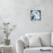 Charger l'image dans la galerie, Broderie Diamant | Broderie Diamant - Loups hurlant à la Lune | animaux Broderie Animaux lapins loups | FiguredArt