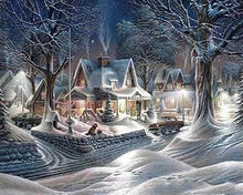 Charger l'image dans la galerie, Broderie Diamant | Broderie Diamant - Maisons sous la Nuit | Broderie Paysages paysages | FiguredArt