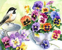 Charger l'image dans la galerie, Broderie Diamant - Fleurs et Petit Oiseau