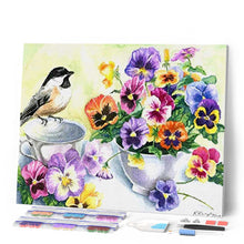 Charger l'image dans la galerie, Broderie Diamant - Fleurs et Petit Oiseau