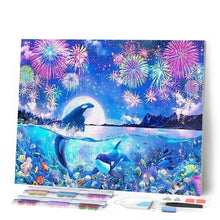 Charger l'image dans la galerie, Broderie Diamant | Broderie Diamant - Dauphins et Feu dArtifice | animaux Broderie Animaux Broderie Paysages dauphins paysages | FiguredArt
