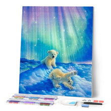 Charger l'image dans la galerie, Broderie Diamant | Broderie Diamant - Oursons et Aurore boréale | animaux Broderie Animaux ours | FiguredArt
