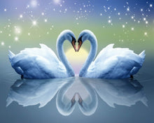 Charger l'image dans la galerie, Broderie Diamant | Broderie Diamant - Cygnes et Coeur | animaux Broderie Animaux Broderie Romantique cignes oiseaux | FiguredArt