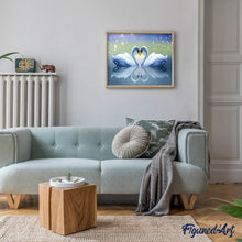 Charger l'image dans la galerie, Broderie Diamant | Broderie Diamant - Cygnes et Coeur | animaux Broderie Animaux Broderie Romantique cignes oiseaux | FiguredArt
