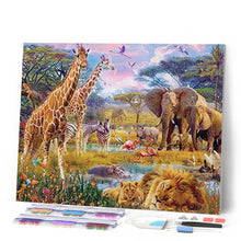 Charger l'image dans la galerie, Broderie Diamant - Animaux dans la savane