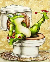 Charger l'image dans la galerie, Broderie Diamant | Broderie Diamant - La Grenouille aux Toilettes | animaux Broderie Animaux grenouilles | FiguredArt