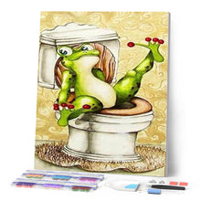 Charger l'image dans la galerie, Broderie Diamant | Broderie Diamant - La Grenouille aux Toilettes | animaux Broderie Animaux grenouilles | FiguredArt