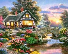 Charger l'image dans la galerie, Broderie Diamant | Broderie Diamant - Chaumière fleurie | Broderie Paysages paysages | FiguredArt