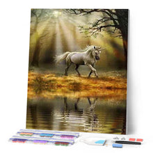 Charger l'image dans la galerie, Broderie Diamant | Broderie Diamant - Licorne au bord de lEau | animaux Broderie Animaux licornes | FiguredArt