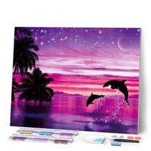 Charger l'image dans la galerie, Broderie Diamant | Broderie Diamant - Dauphins samusant | animaux Broderie Animaux Broderie Paysages dauphins paysages | FiguredArt