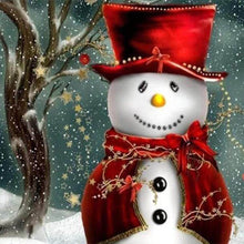 Charger l'image dans la galerie, Broderie Diamant | Broderie Diamant - Bonhomme de Neige souriant | Broderie Paysages hiver paysages | FiguredArt