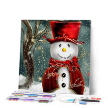Charger l'image dans la galerie, Broderie Diamant | Broderie Diamant - Bonhomme de Neige souriant | Broderie Paysages hiver paysages | FiguredArt