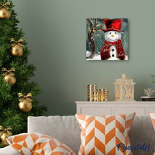 Charger l'image dans la galerie, Broderie Diamant | Broderie Diamant - Bonhomme de Neige souriant | Broderie Paysages hiver paysages | FiguredArt