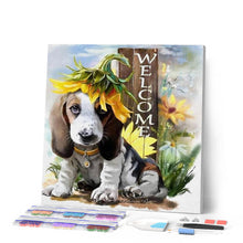 Charger l'image dans la galerie, Broderie Diamant | Broderie Diamant - Basset et Tournesol | animaux Broderie Animaux | FiguredArt