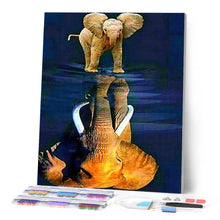 Charger l'image dans la galerie, Broderie Diamant | Broderie Diamant - Eléphant et son reflet | animaux Broderie Animaux éléphants | FiguredArt