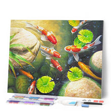 Charger l'image dans la galerie, Broderie Diamant Carpes Koi dans un bassin animaux poissons | FiguredArt