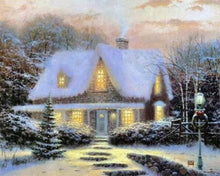 Charger l'image dans la galerie, Broderie Diamant | Broderie Diamant - Chalet Hivernal sous la neige | Broderie Paysages hiver paysages | FiguredArt