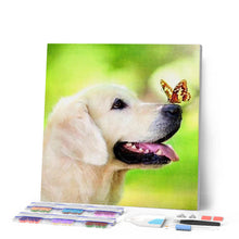 Charger l'image dans la galerie, Broderie Diamant | Broderie Diamant - Labrador et Papillon | animaux Broderie Animaux papillons | FiguredArt