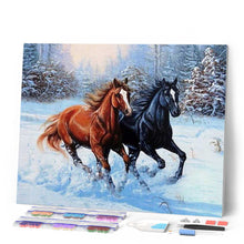 Charger l'image dans la galerie, Broderie Diamant | Broderie Diamant - Deux Chevaux en Hiver | animaux Broderie Animaux chevaux hiver | FiguredArt