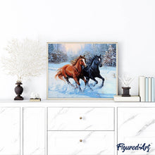 Charger l'image dans la galerie, Broderie Diamant | Broderie Diamant - Deux Chevaux en Hiver | animaux Broderie Animaux chevaux hiver | FiguredArt