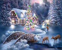 Charger l'image dans la galerie, Broderie Diamant | Broderie Diamant - Chalet Hivernal | Broderie Paysages hiver paysages | FiguredArt