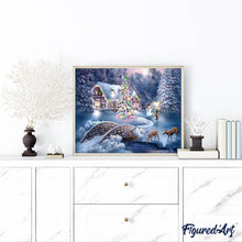 Charger l'image dans la galerie, Broderie Diamant | Broderie Diamant - Chalet Hivernal | Broderie Paysages hiver paysages | FiguredArt