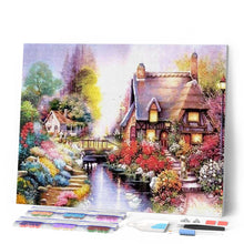 Charger l'image dans la galerie, Broderie Diamant | Broderie Diamant - Maison de Campagne et Rivière | Broderie Fleurs fleurs | FiguredArt