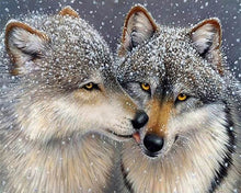 Charger l'image dans la galerie, Broderie Diamant | Broderie Diamant - Couple de Loups | animaux Broderie Animaux lapins loups | FiguredArt