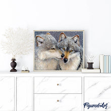 Charger l'image dans la galerie, Broderie Diamant | Broderie Diamant - Couple de Loups | animaux Broderie Animaux lapins loups | FiguredArt