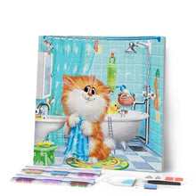 Charger l'image dans la galerie, Broderie Diamant | Broderie Diamant - Chat fait sa toilette | animaux Broderie Animaux chats | FiguredArt