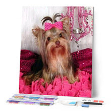 Charger l'image dans la galerie, Broderie Diamant - Chien et fond rose